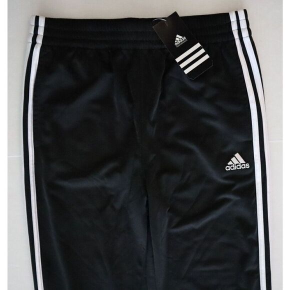 adidas 952125 Big Boys Sz XL (18/20) Black/White 3-Stripe Fleece Jogger Pants - Picture 6 of 9